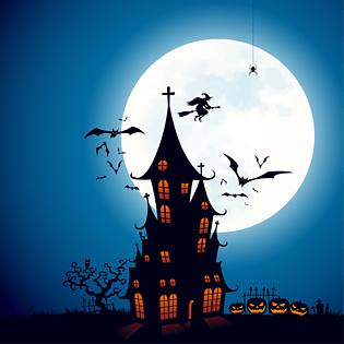 pngpsd2000*2000万圣节卡通画城堡可爱恐怖pngpsd2000*2000美式风万圣
