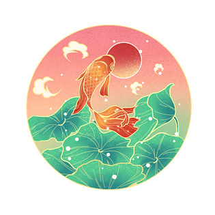 国潮风中式传统锦鲤素材