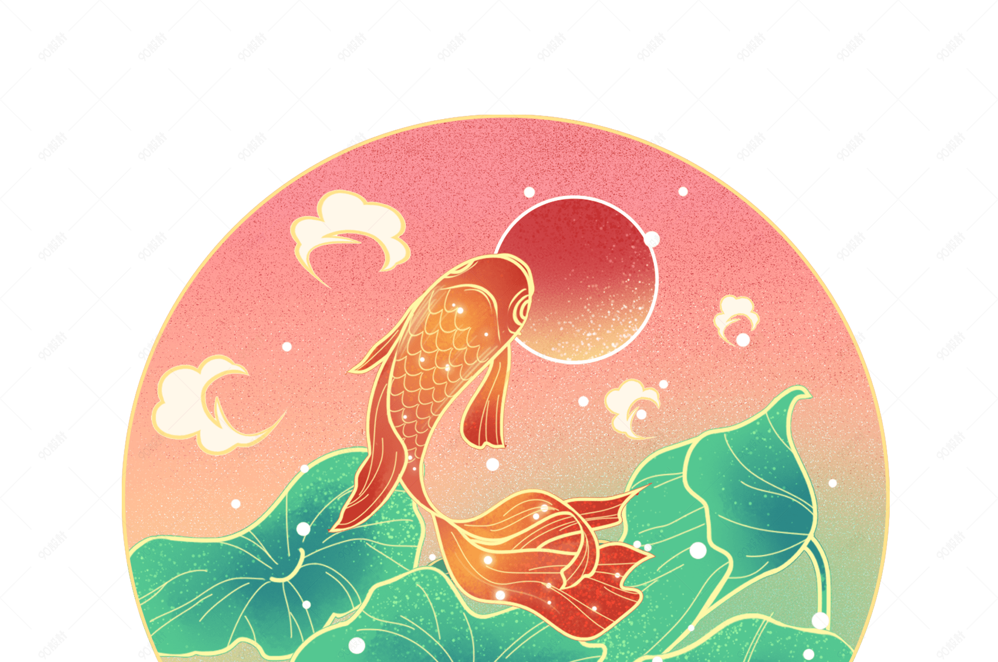 国潮风中式传统锦鲤素材