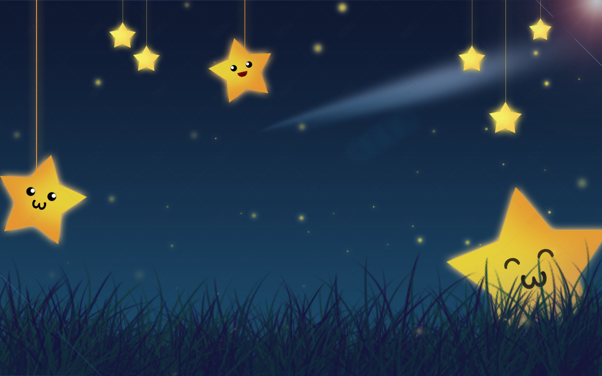 唯美卡通星星夜景背景