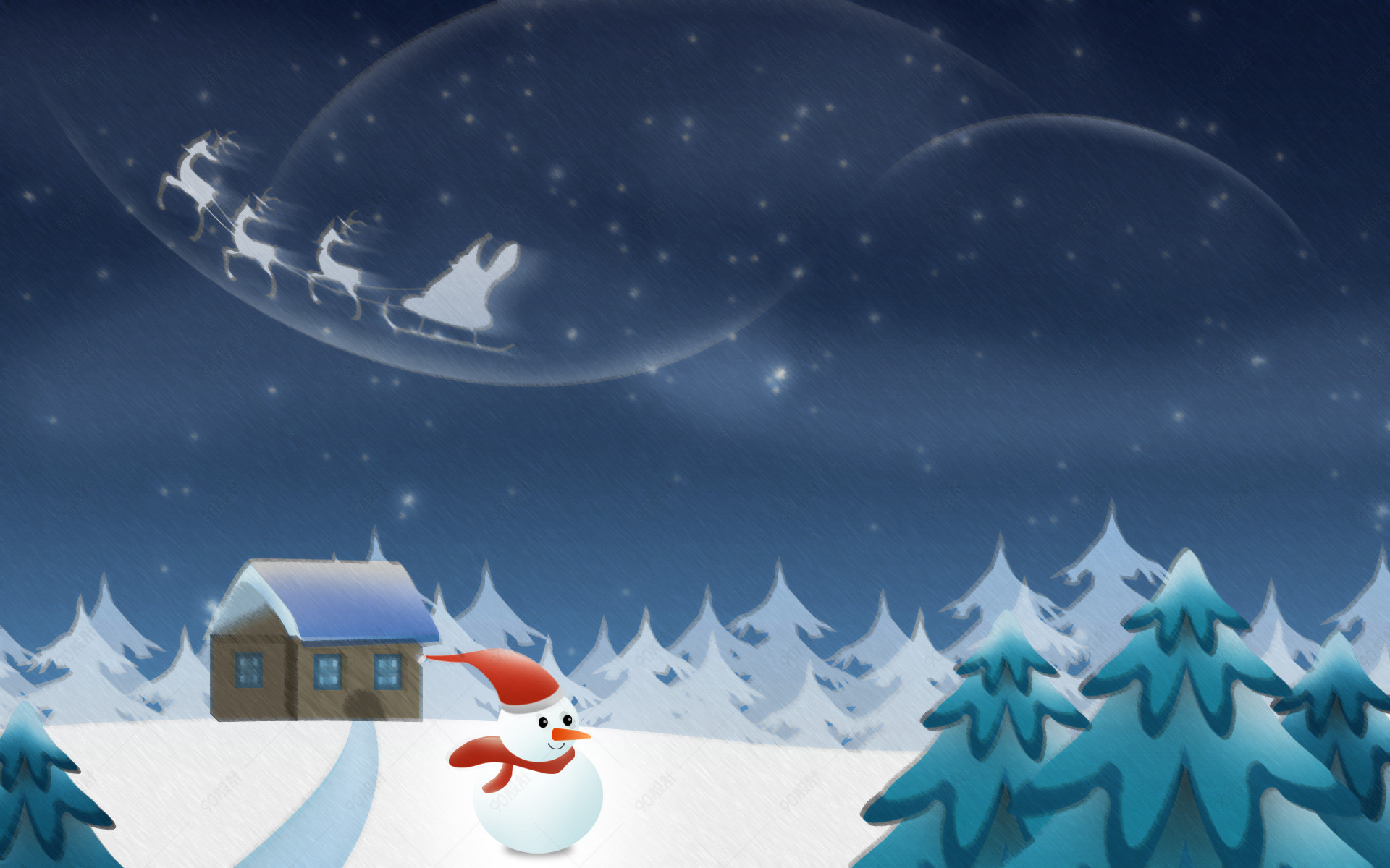 唯美圣诞节卡通雪人背景