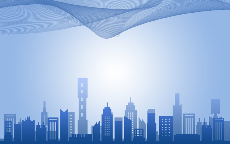 蓝色城市简约风ppt年会背景