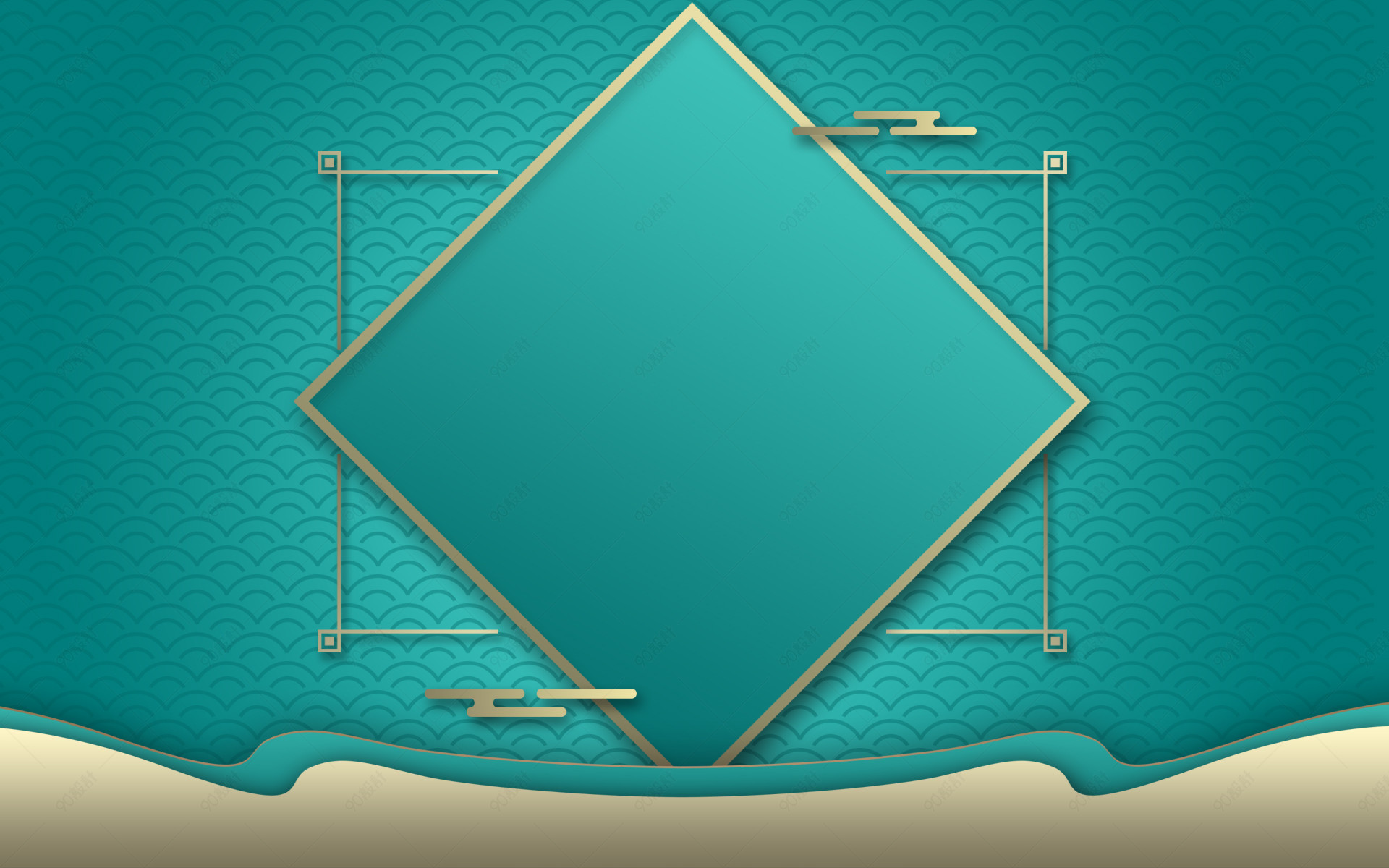 绿色中国风简约ppt背景