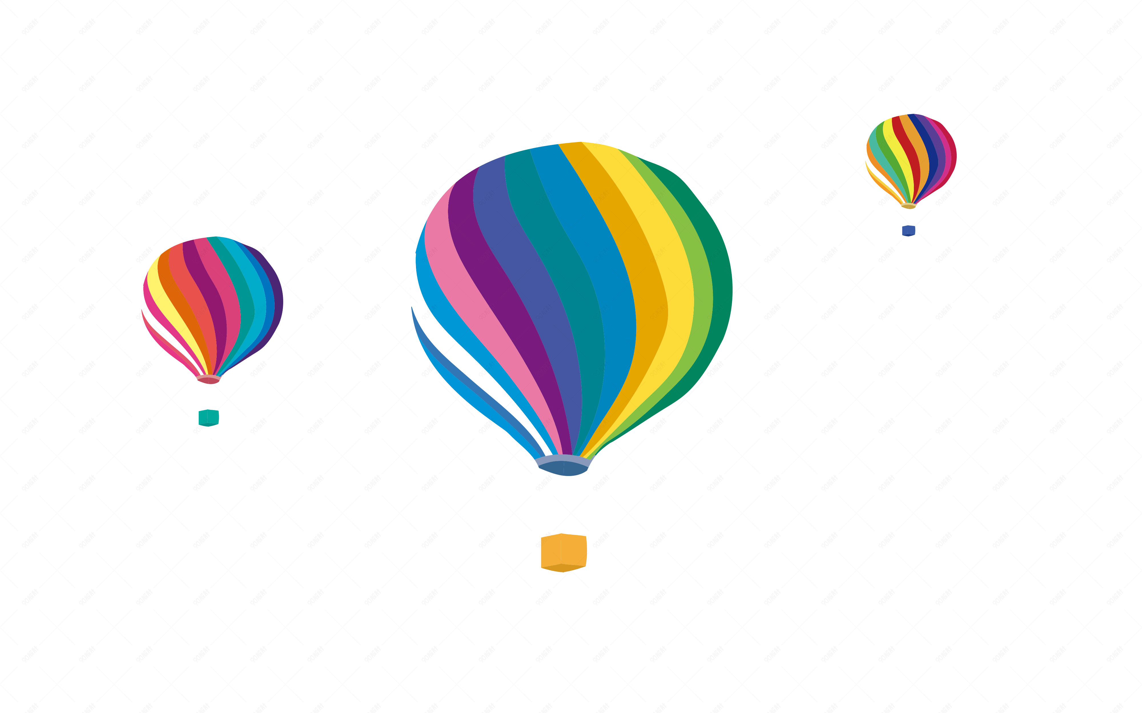 精美美丽矢量手绘卡通热气球群