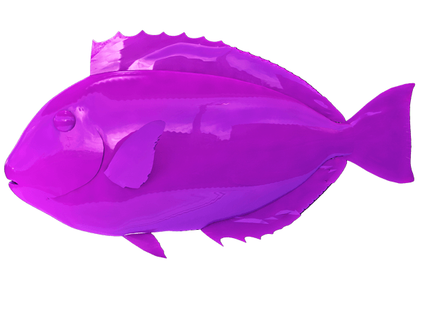 紫色卡通创意金鱼热带鱼素材