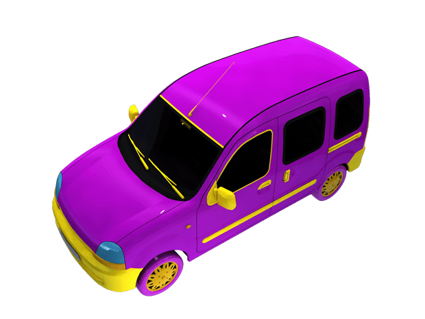 紫色精美扁平化风格逼真小汽车