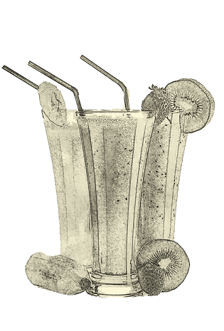 线稿素描饮料柠檬