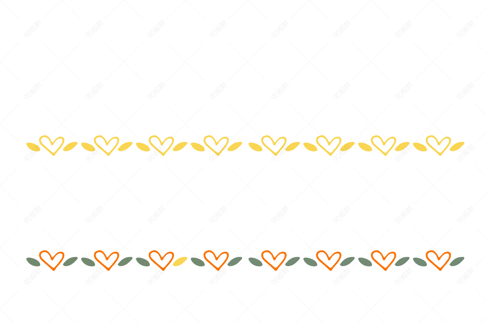 橙色爱心花纹分割线