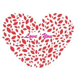 矢量图红色叶子拼成爱心图案