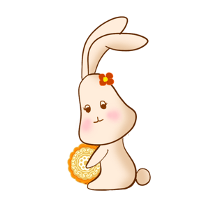 侧身抱月饼的兔子