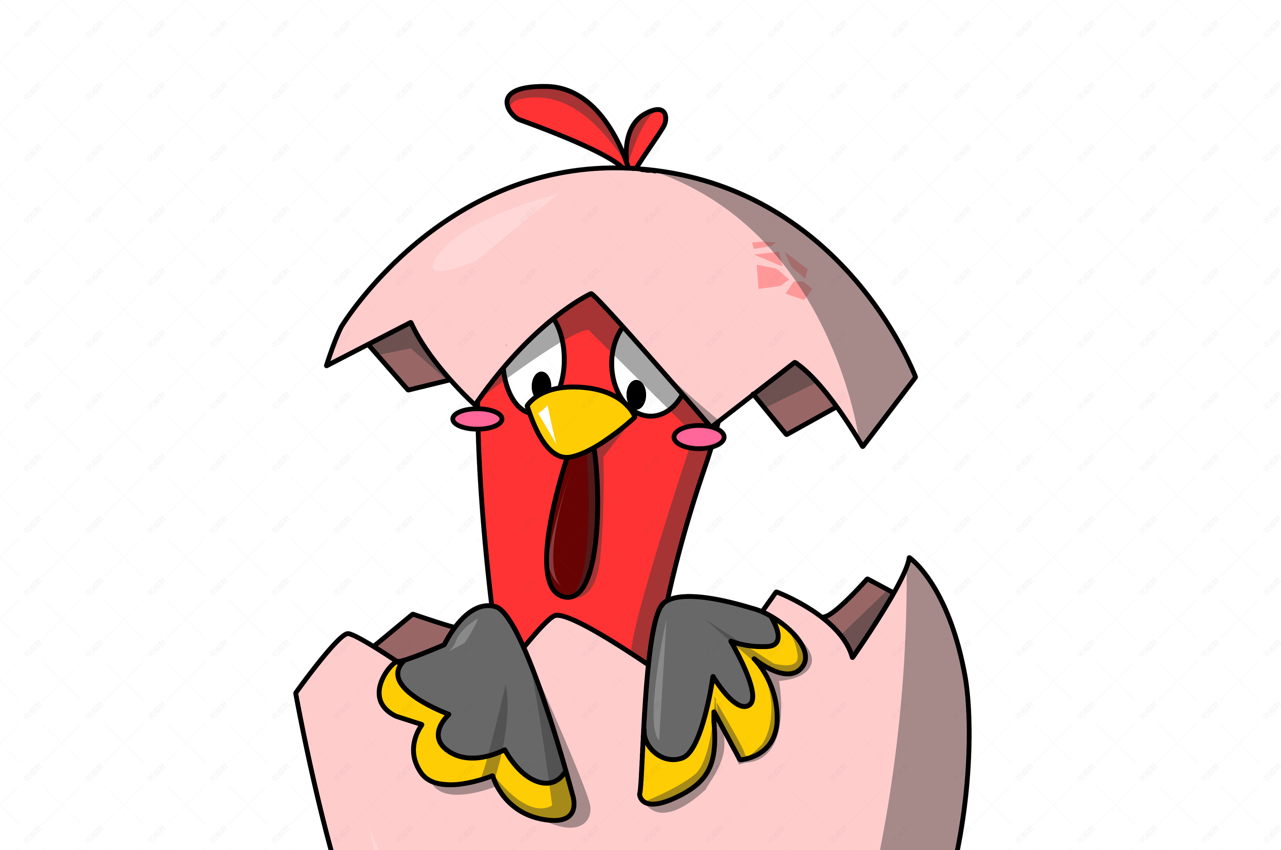 手绘感恩节破壳出生火鸡卡通形象