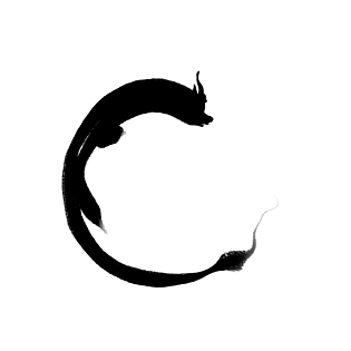 中国风圆形手绘水墨卡通抽象龙纹