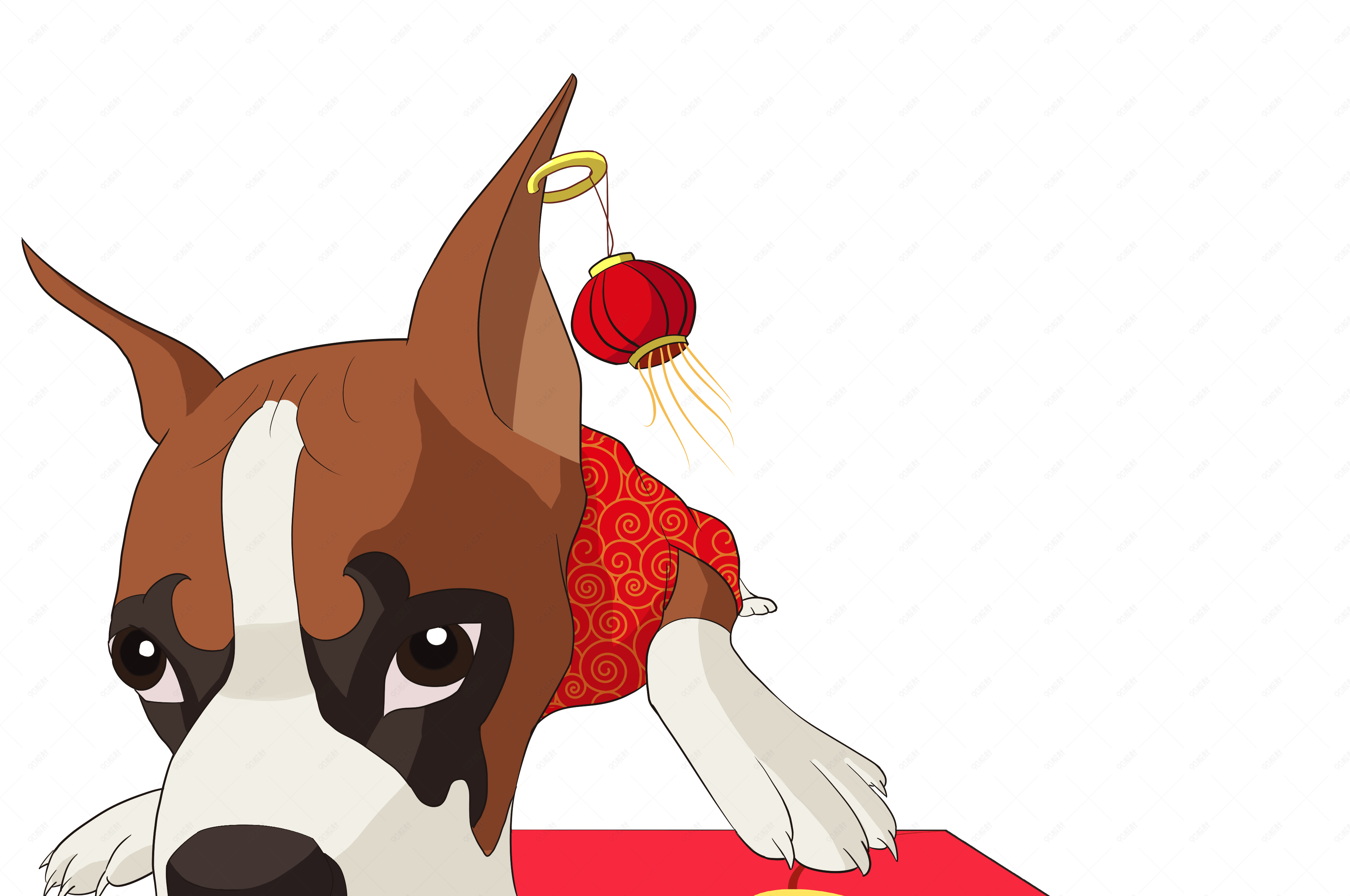 狗年春节手绘卡通中国风清新小狗送红包