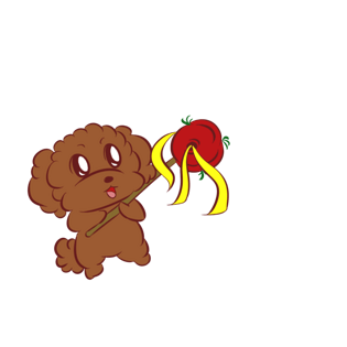 卡通手绘宠物狗泰迪球新年png