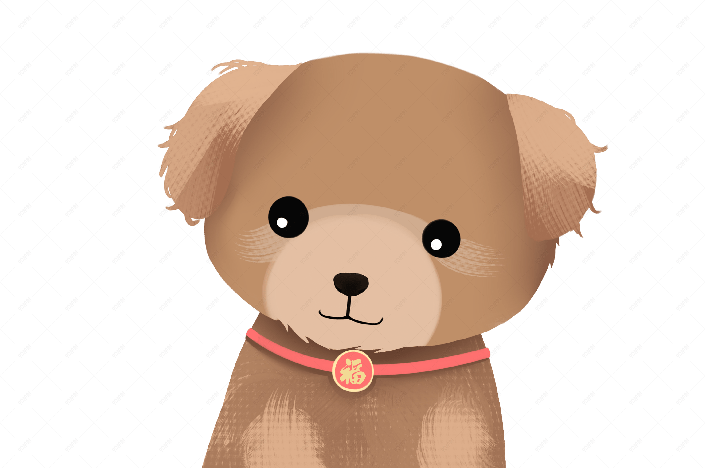 卡通比熊新年祝福犬