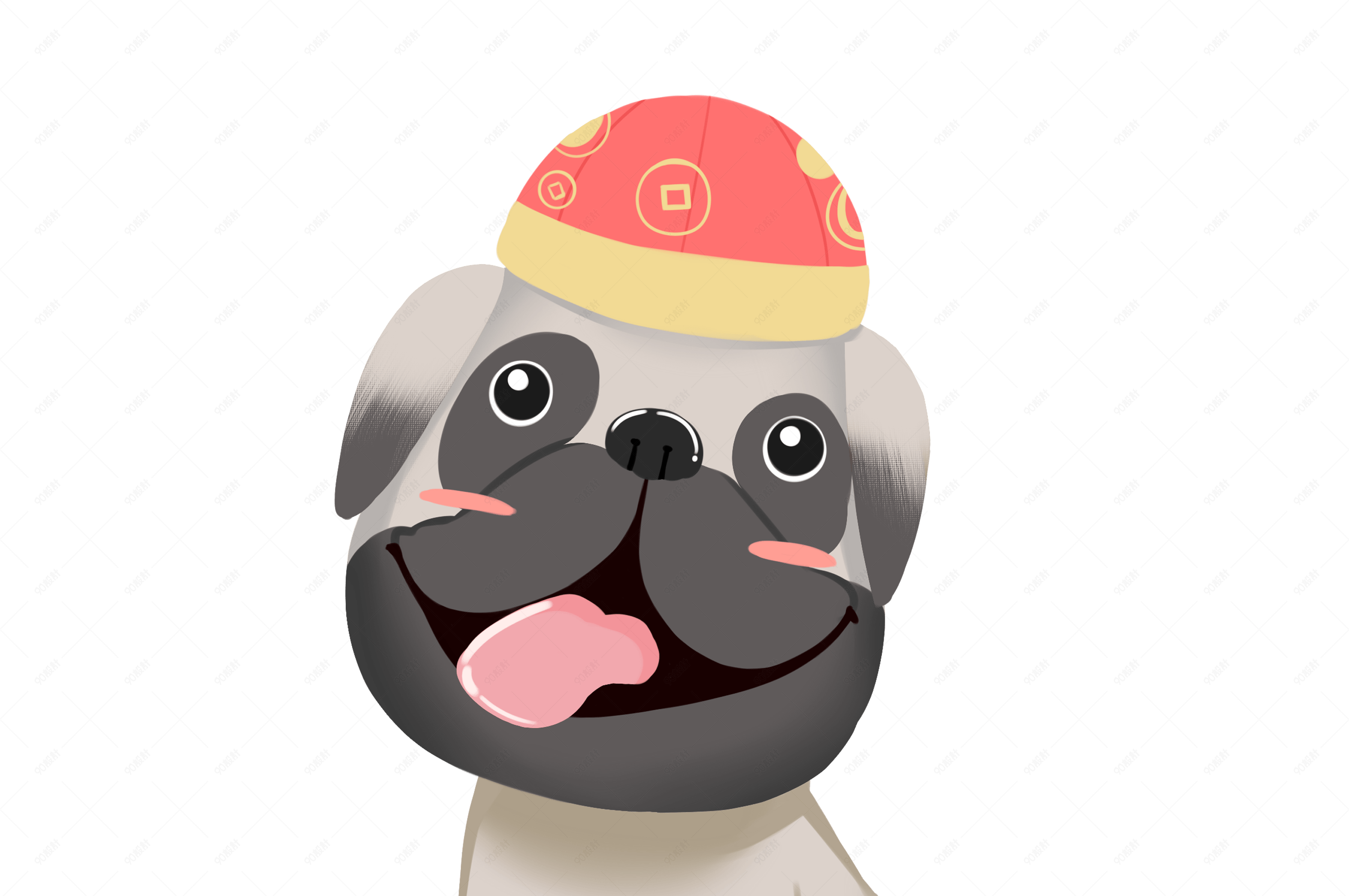 卡通斗牛犬新年祝福宠物狗