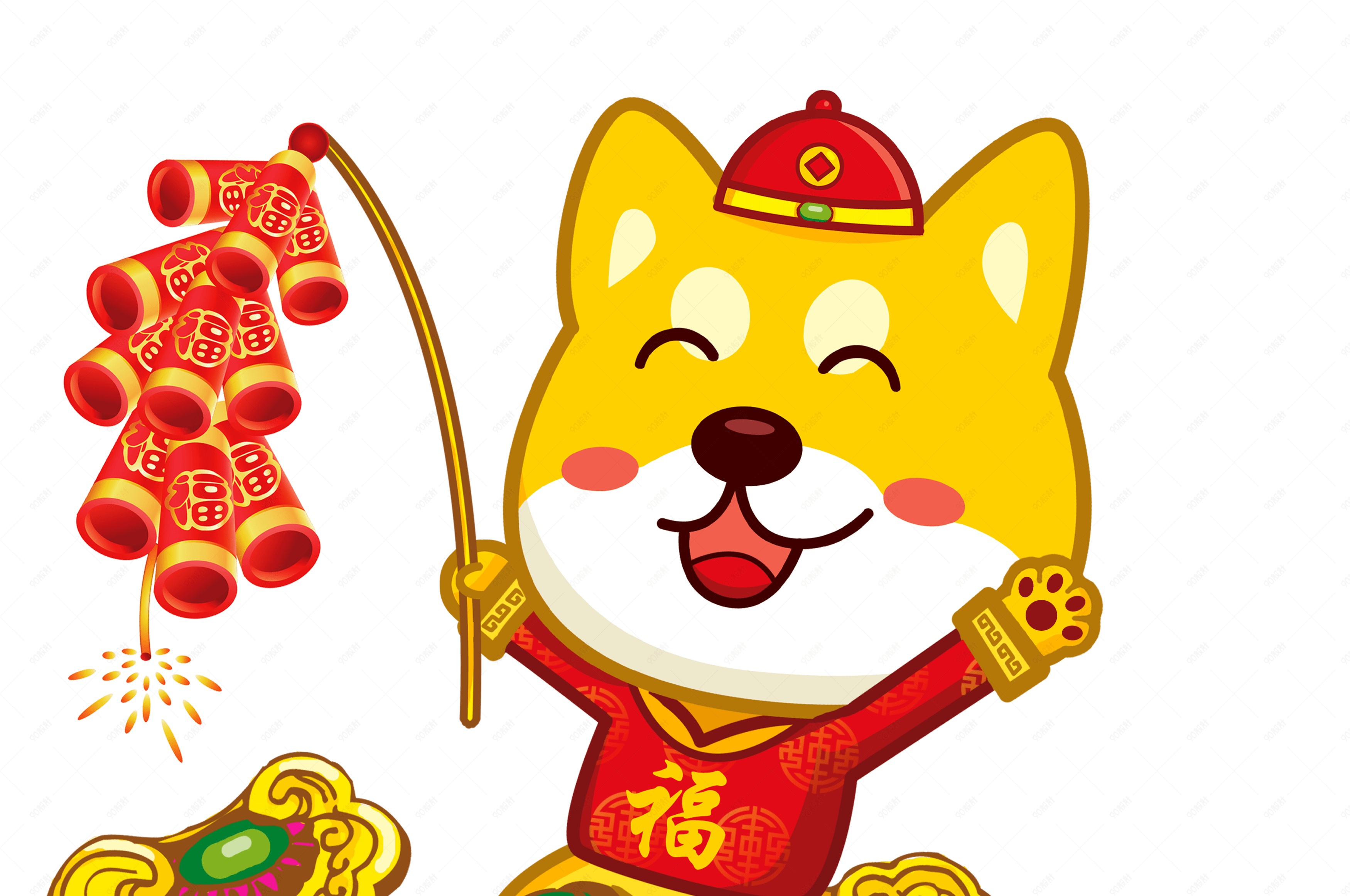 中国风手绘卡通狗年春节万事如意