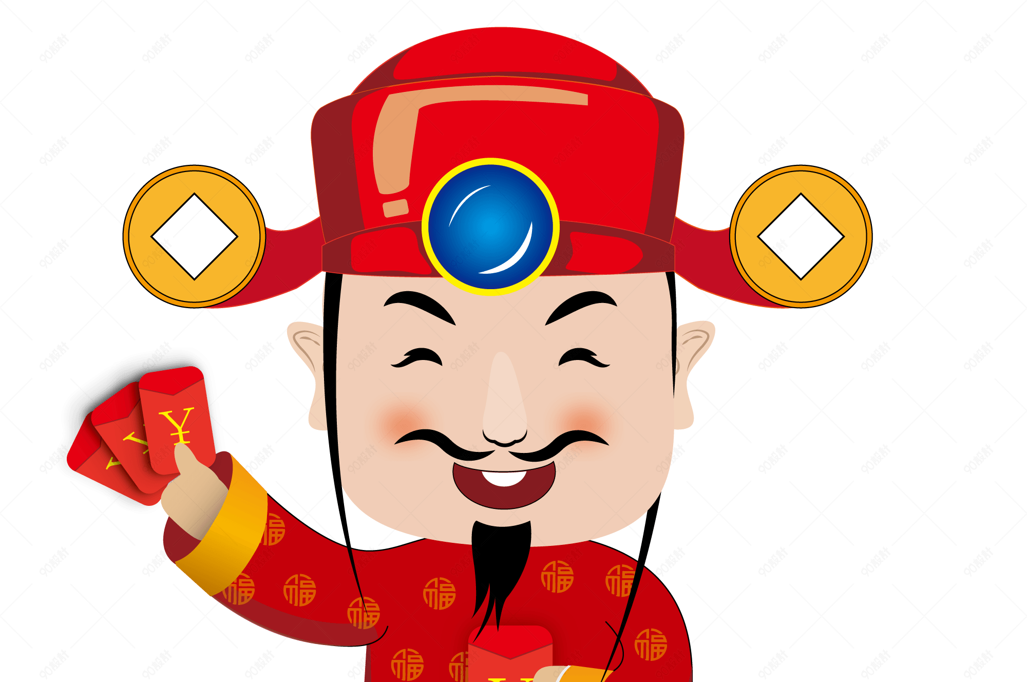 喜庆新年财神爷爷矢量图