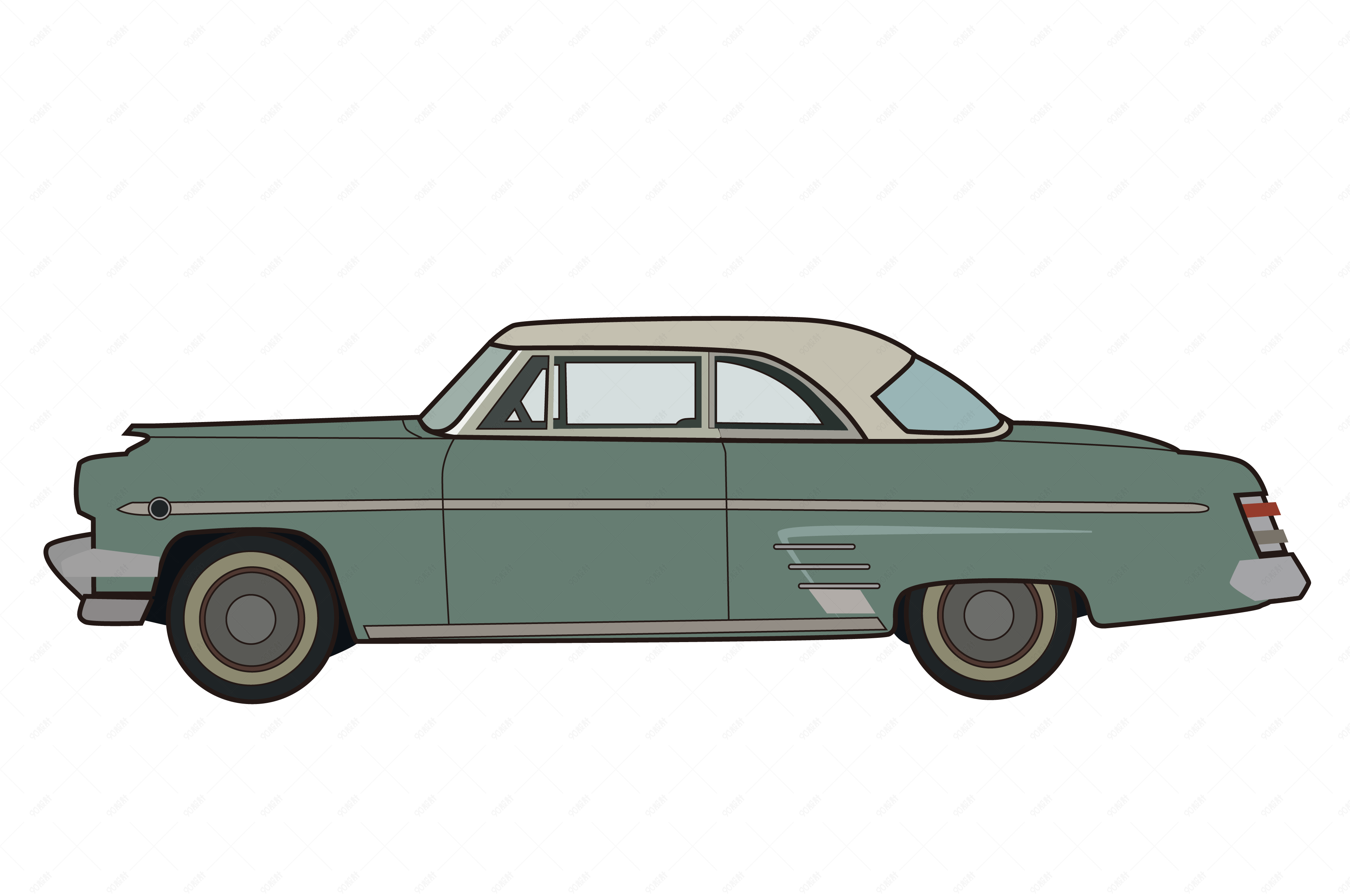 手绘老爷车插图