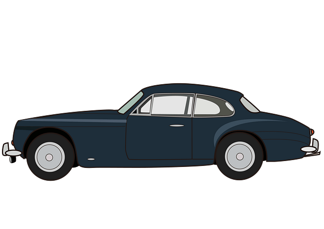 手绘藏青色老爷车插图