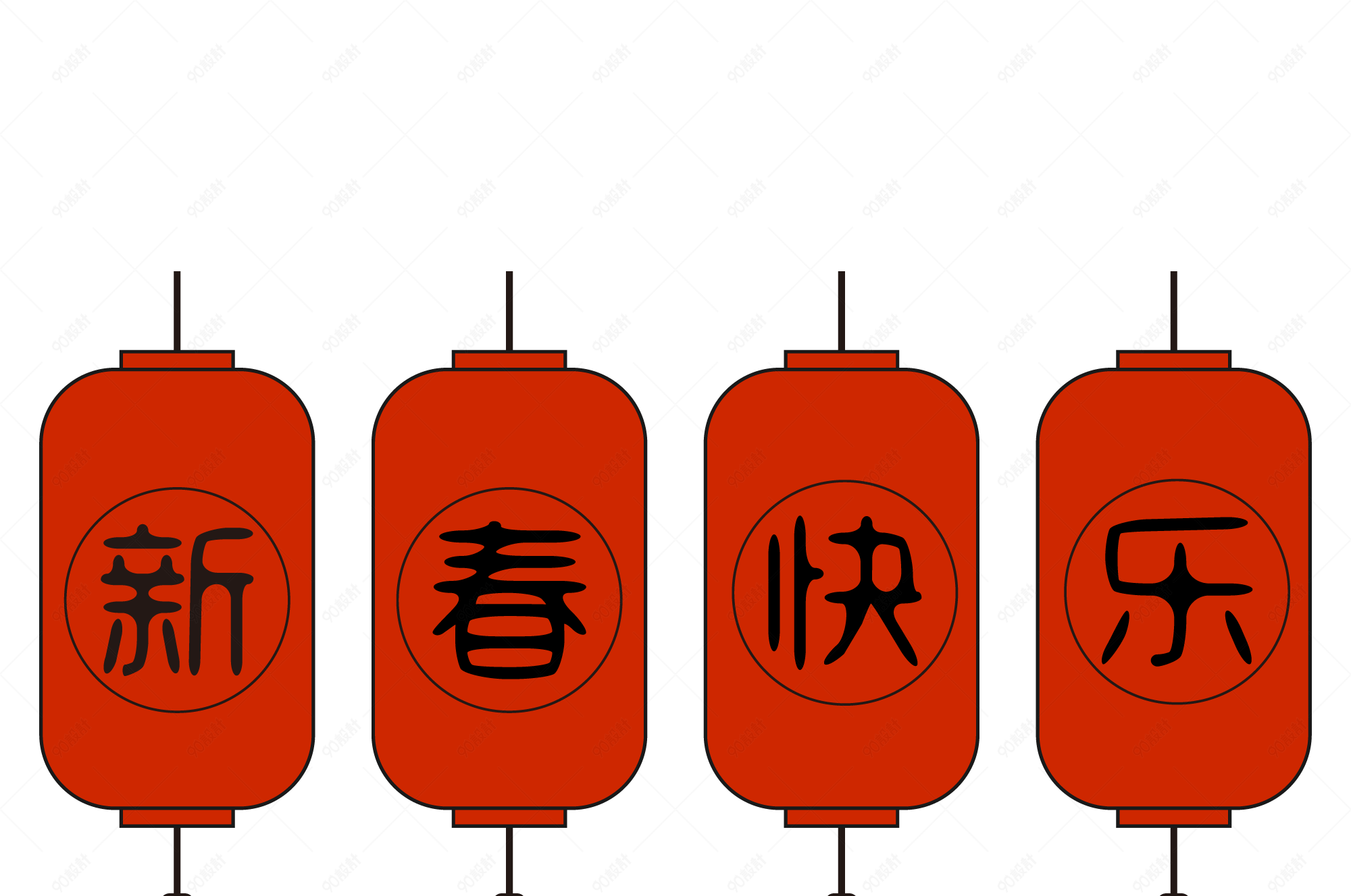 红灯笼喜庆新春快乐矢量图