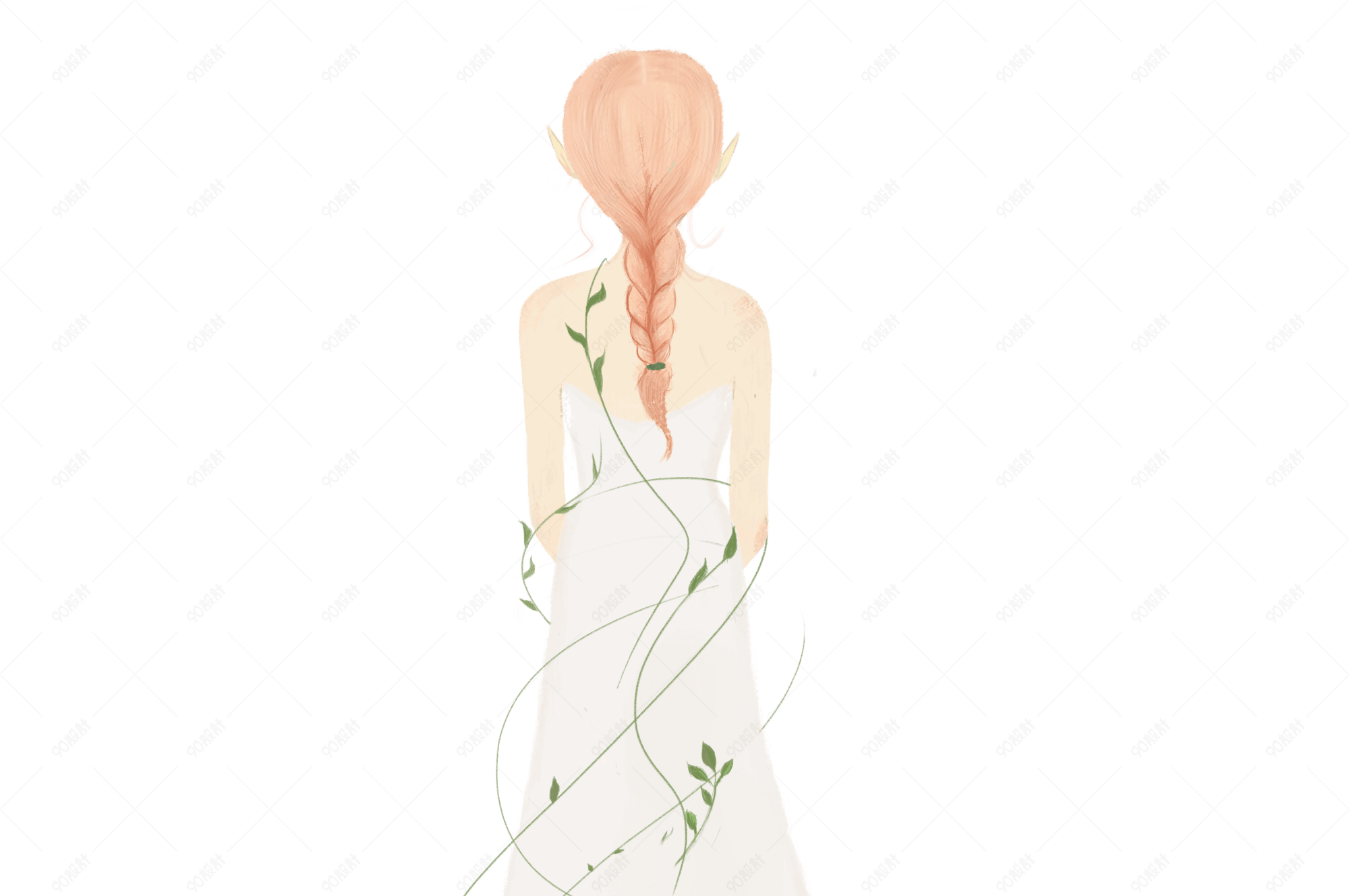 手绘精灵公主背影