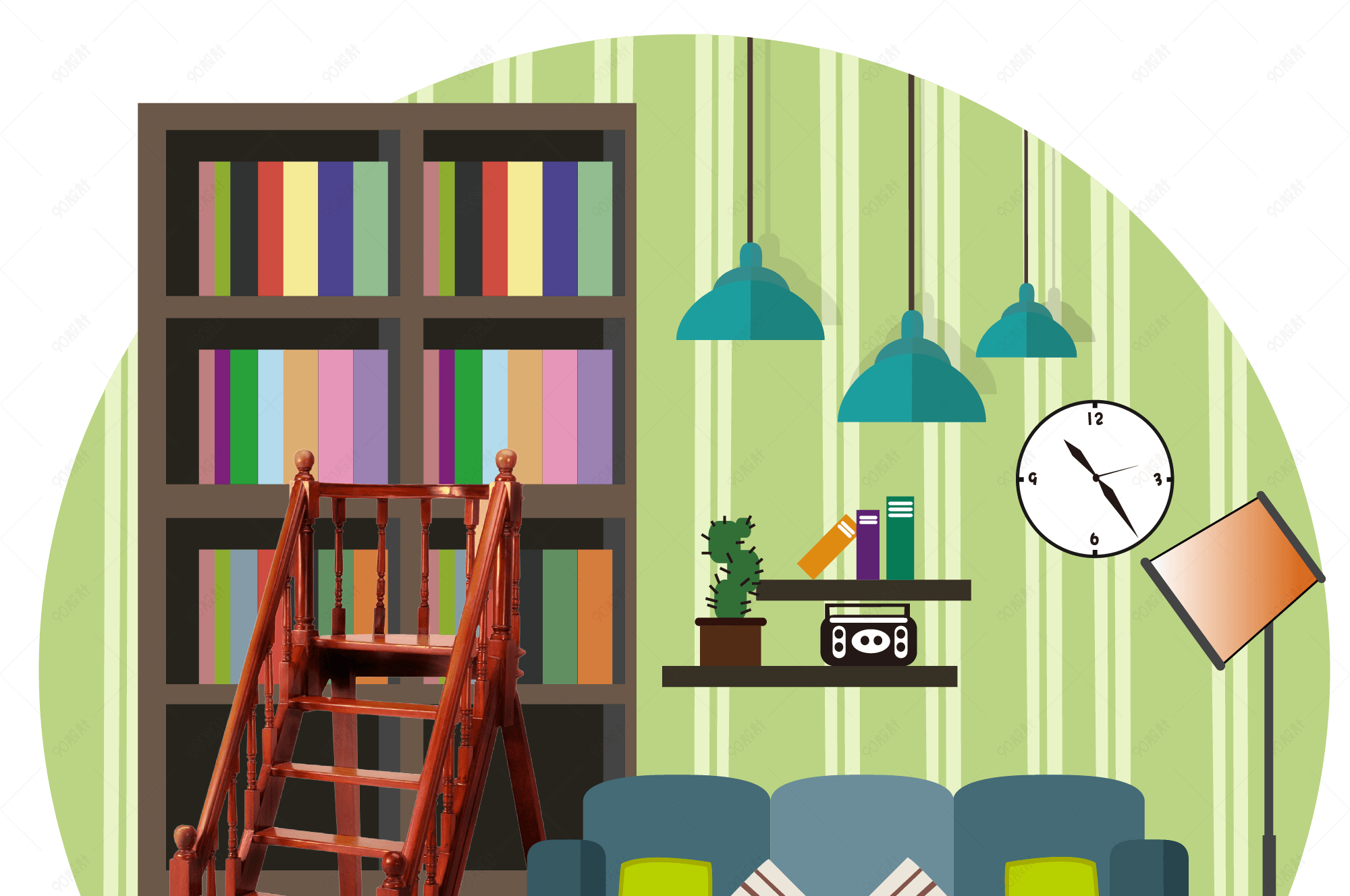 卧室书房矢量图下载