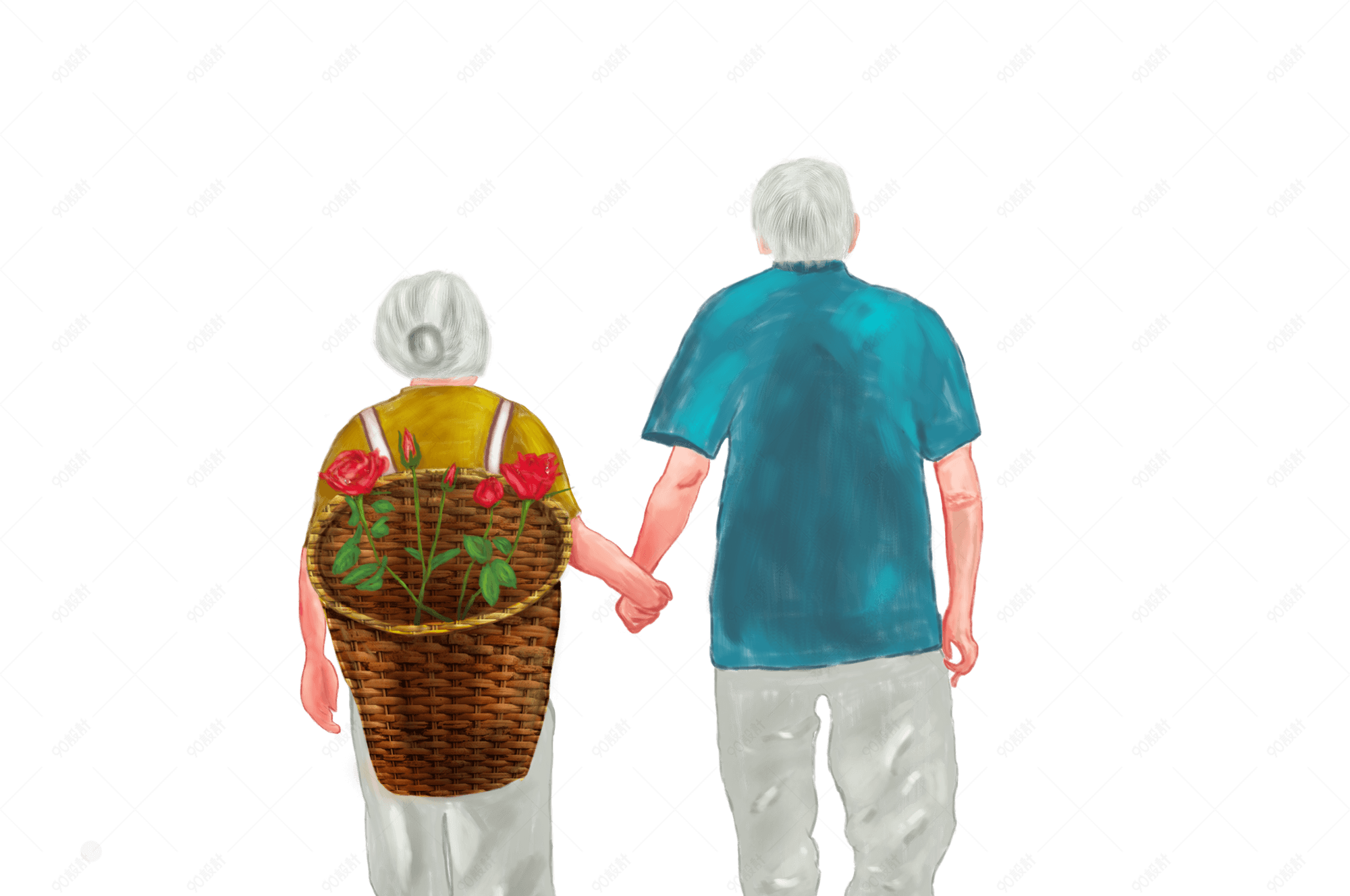 老爷爷老奶奶牵手壁纸图片
