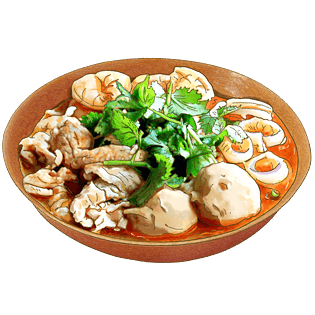 手绘卡通闽南特色美食小吃沙茶面