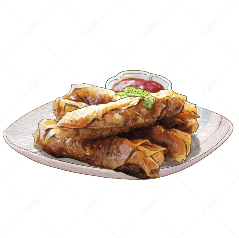 手绘卡通闽南特色美食小吃炸五香
