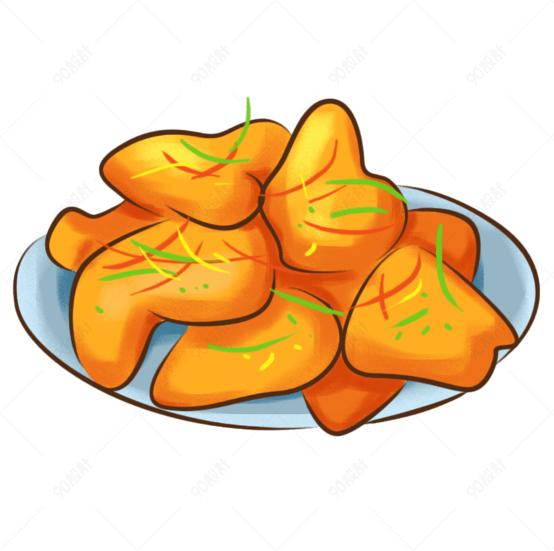 卡通美食新年餐饮东北菜锅包肉概念画