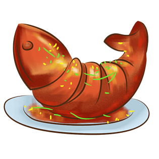 卡通美食新年餐饮东北菜红烧鲤鱼概念画