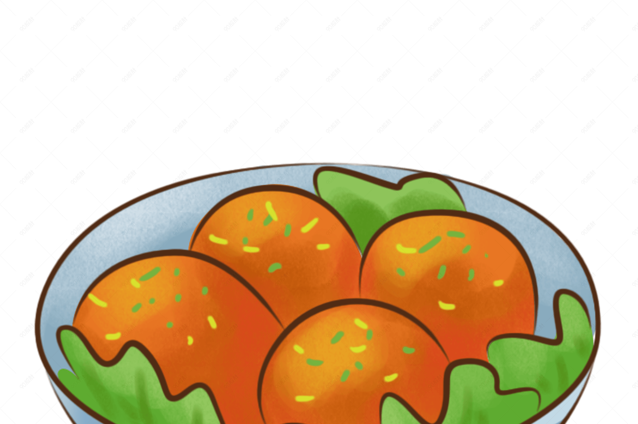 卡通美食新年餐饮东北菜四喜丸子概念画