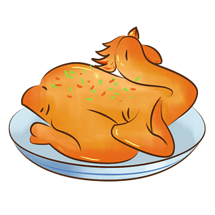 卡通美食新年餐饮东北菜炖鸡概念画