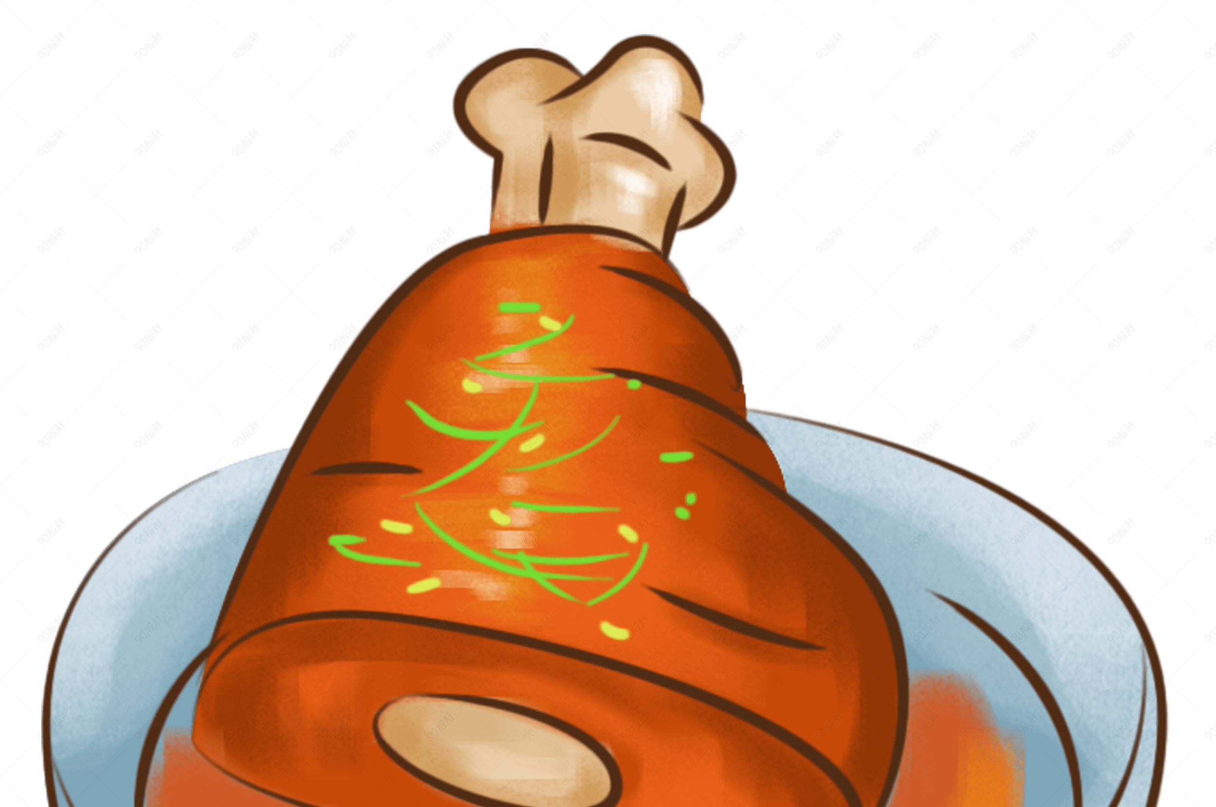 卡通美食新年餐饮东北菜红烧肘子概念画