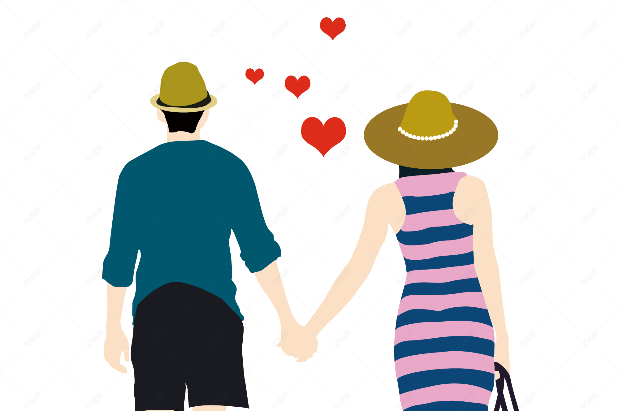 情人节快乐情侣度蜜月ai矢量源文件
