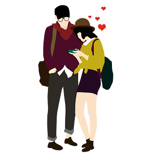 情侣逛街ai源文件矢量图