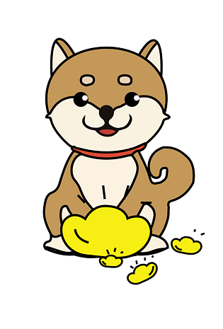新年狗年可爱卡通小柴犬和金元宝狗狗形象png