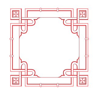红色中国风复古边框