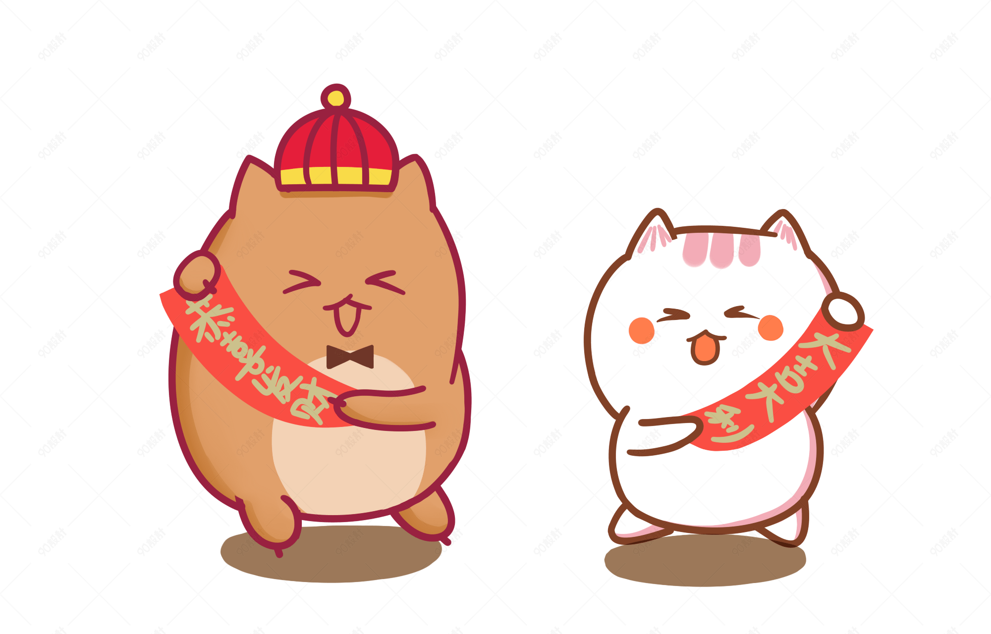 新春佳节祝福卡通形象海报插图