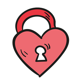 红色爱情锁爱心卡通图案