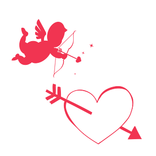 情人节爱心丘比特小天使红色卡通图案