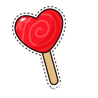 卡通心形棒棒糖矢量爱心装饰图案