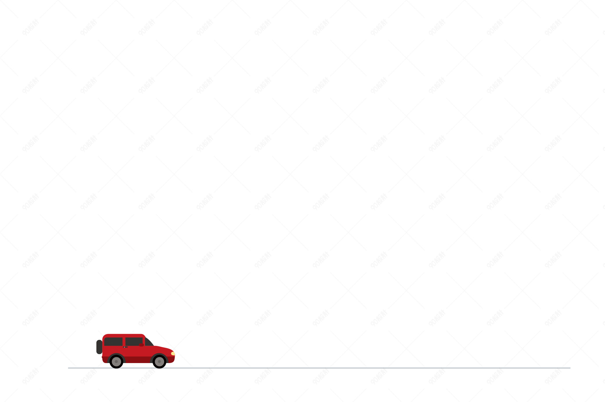 红色汽车简约清新分割线