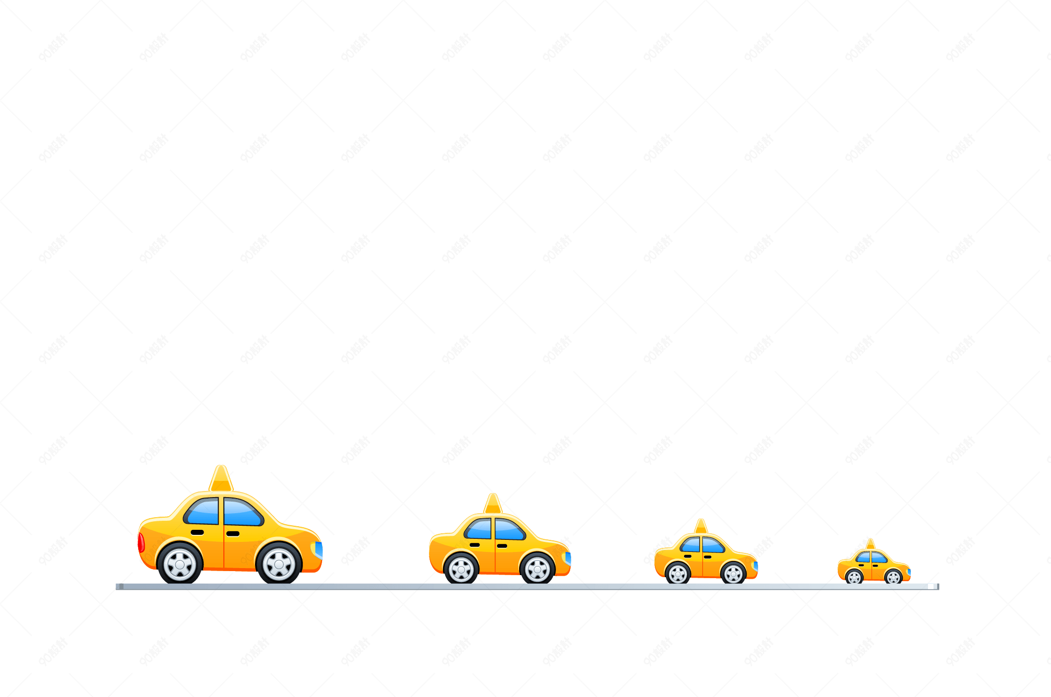 卡通黄色小汽车分割线矢量图