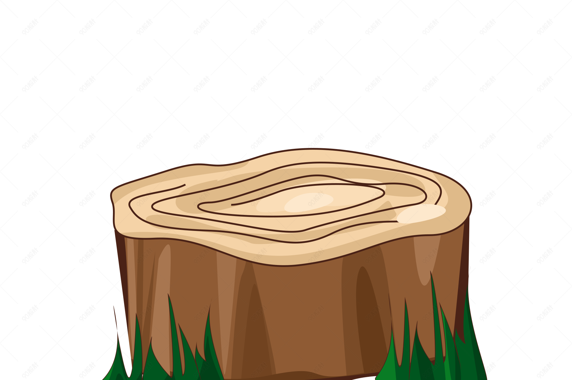 卡通扁平树桩年轮