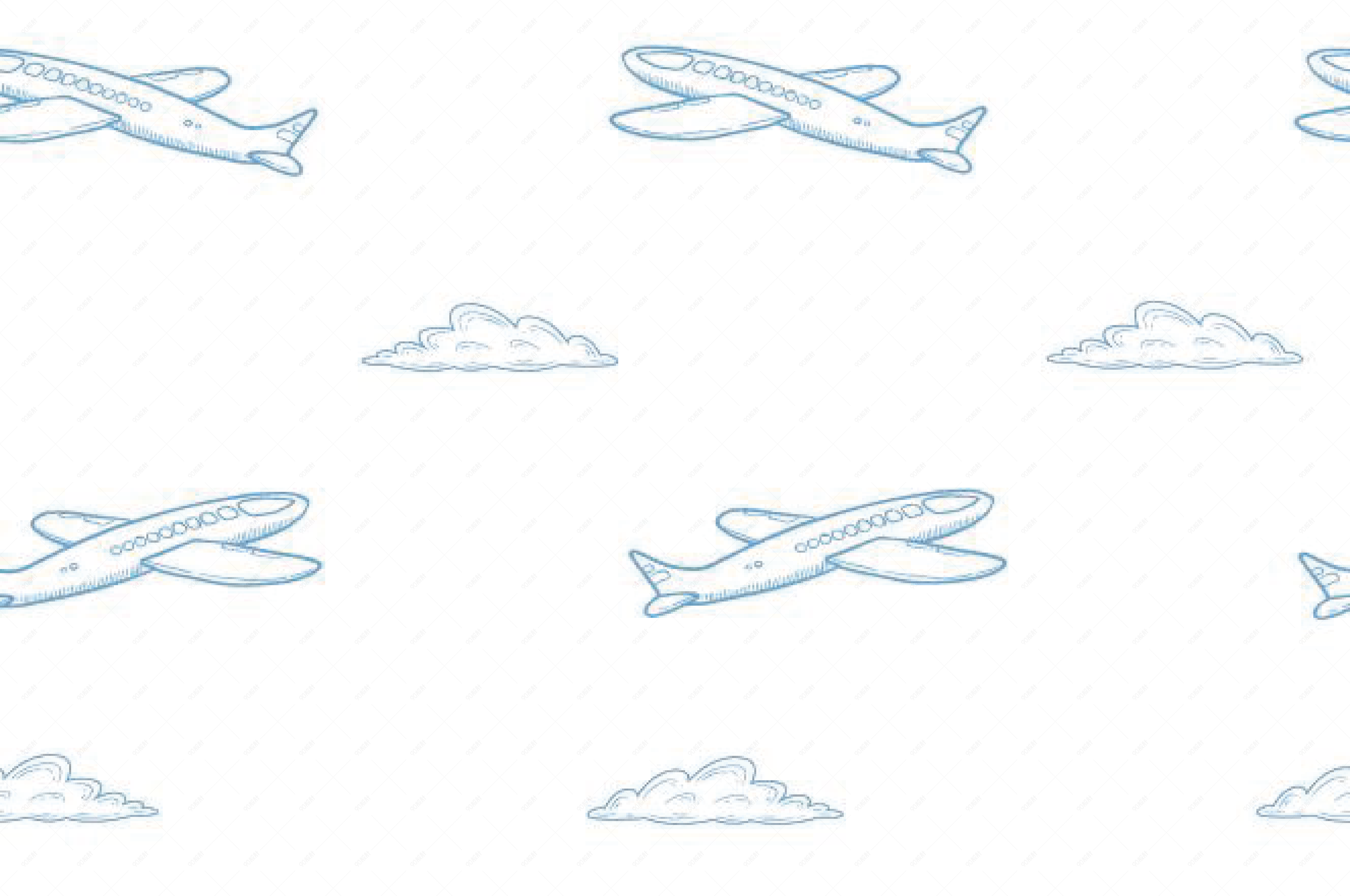 可爱简笔画飞机云朵png