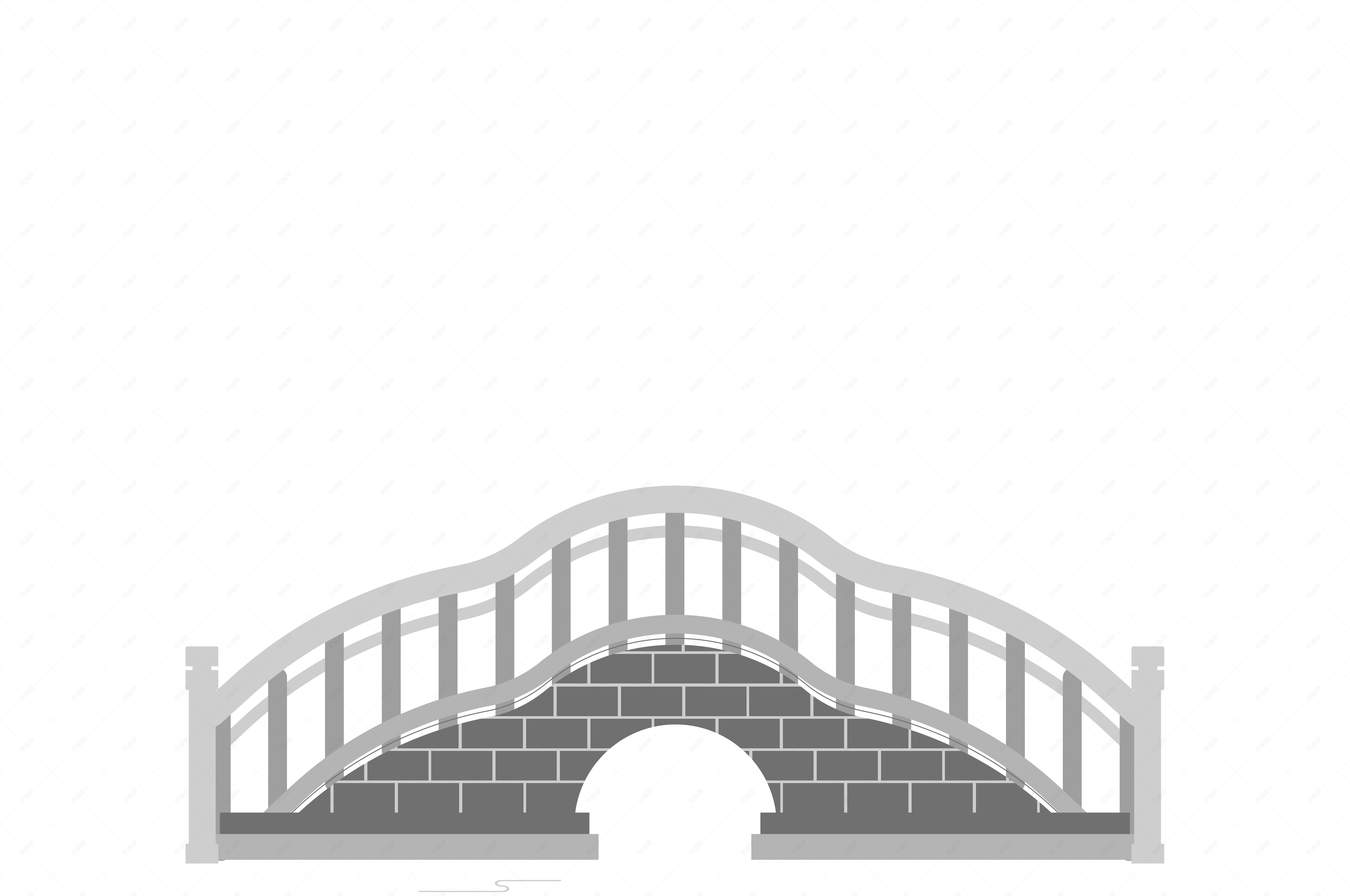 中国风扁平化矢量石拱桥