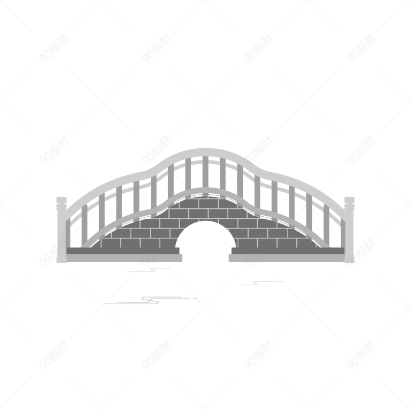 中国风扁平化矢量石拱桥