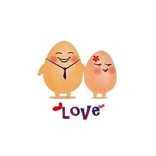 手绘情人节可爱鸡蛋人